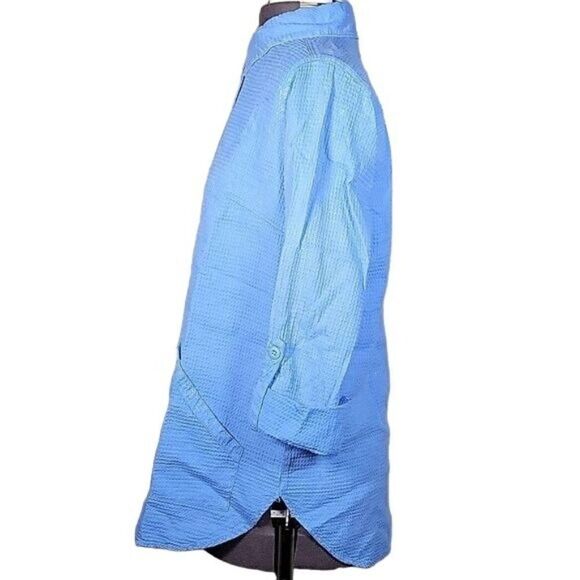 NWOT Denim & Co Waffle Button Front Collared Tunic Sz S - Picture 3 of 11